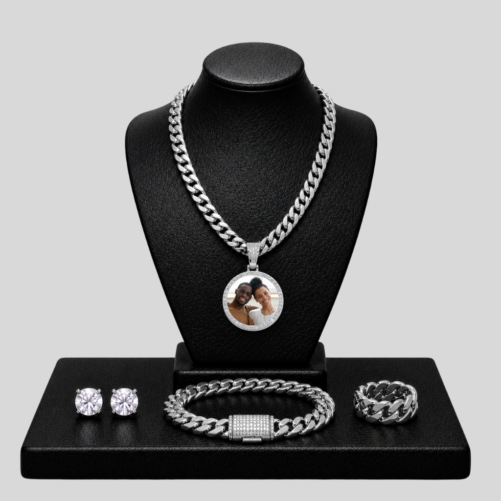 Set Brilla Argento Cuban | 8mm