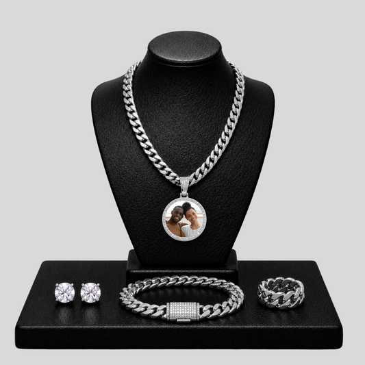 Set Brilla Argento Cuban | 8mm