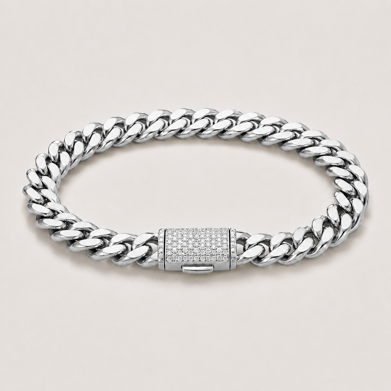 Set Brilla Argento Cuban | 8mm