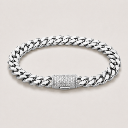 Set Brilla Argento Cuban | 8mm