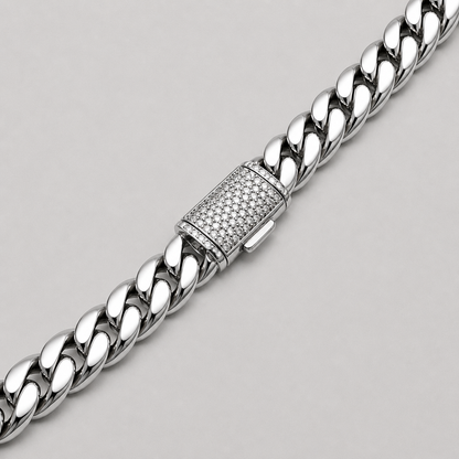 Set Brilla Argento Cuban | 8mm